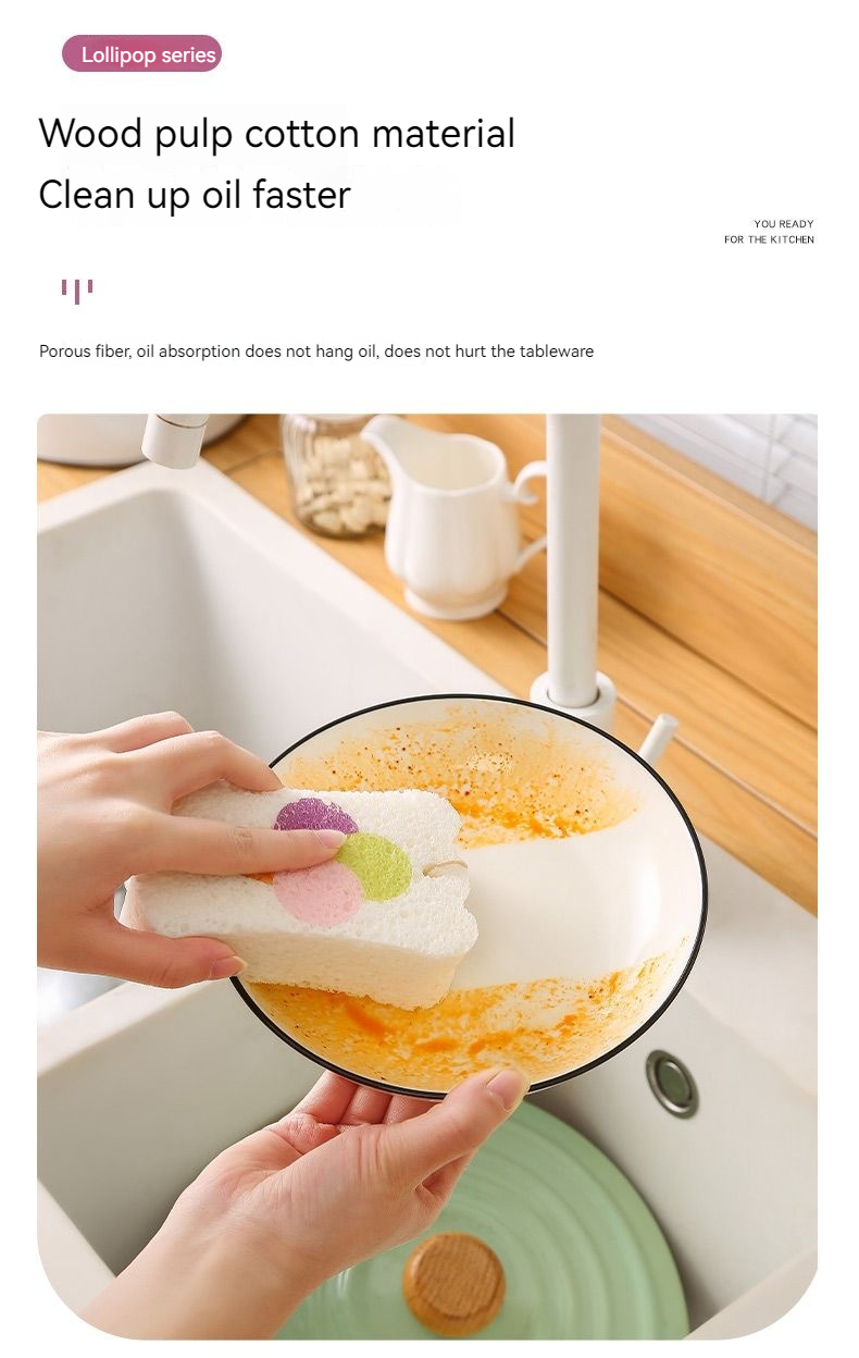 Thickened dishwashing wood pulp cotton sponge wipe, scouring cloth, oil free kitchen brush, utensil, cloth towel_voghion.com
