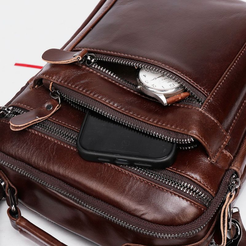 Multifunctional Genuine Leather Large Capacity Men's Crossbody Bag Business Handbag 2025 Fall And Winter New Stylish Versatile_voghion.com