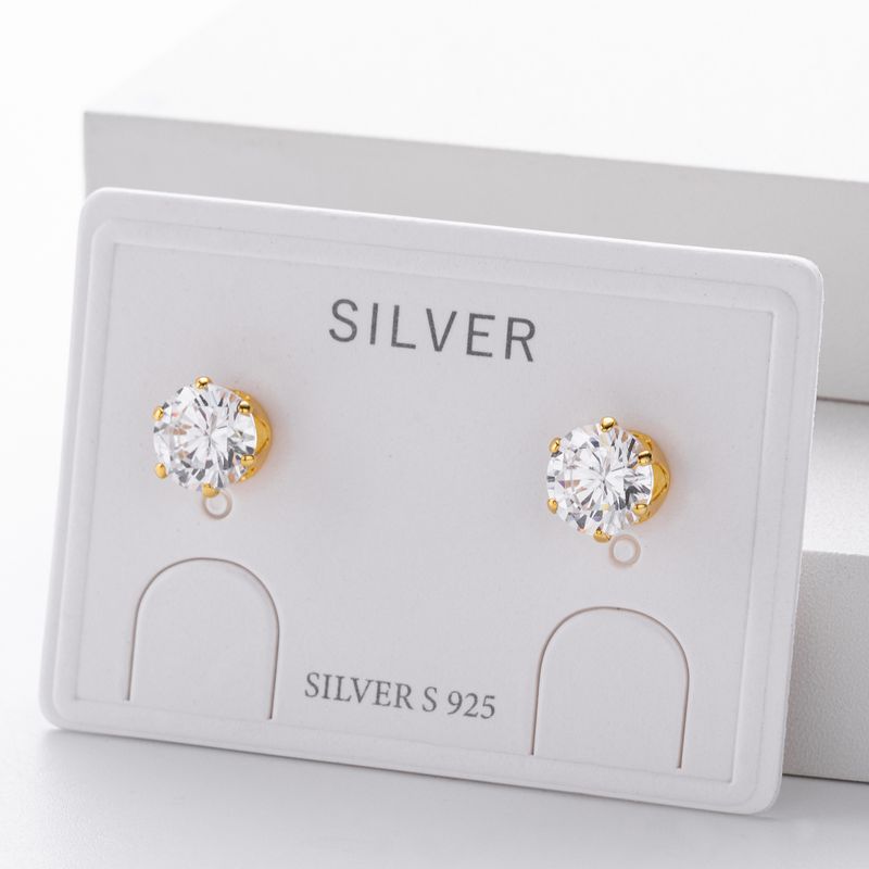 Orecchini a bottone da donna in argento sterling con zirconi cubici, forma geometrica minimalista a forma di osso, argento 925 placcato in oro bianco e oro giallo_voghion.com