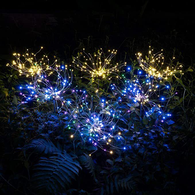 Solar Ground Stake LED Dandelion String Outdoor Garden Decorative Lawn One-to-Four Fireworks Light_voghion.com