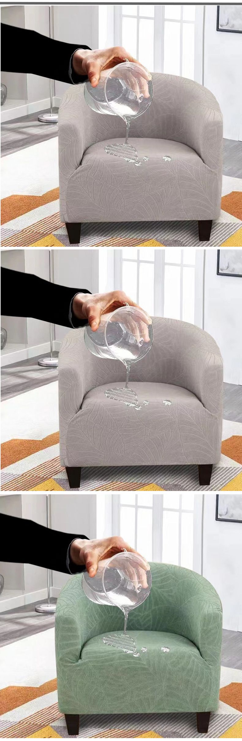 Housse de canapé semi-circulaire élastique - Housse extensible en polyester pour fauteuils, chaises de baignoire et chaises de café (plusieurs couleurs)_voghion.com