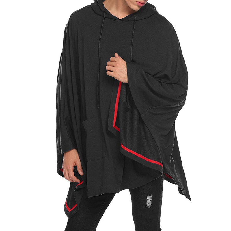 Spring New Men's Wear Large Solid Color Fashion European and American Men's Hooded Cloak_voghion.com