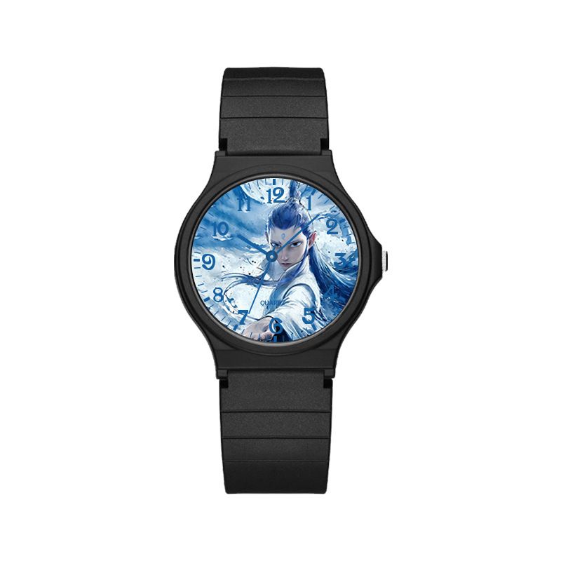 Orologio al quarzo silenzioso, adatto agli esami, con lancette luminose, quadrante nero elegante, design unisex, cinturino in resina leggero, impermeabile fino a 10 m_voghion.com
