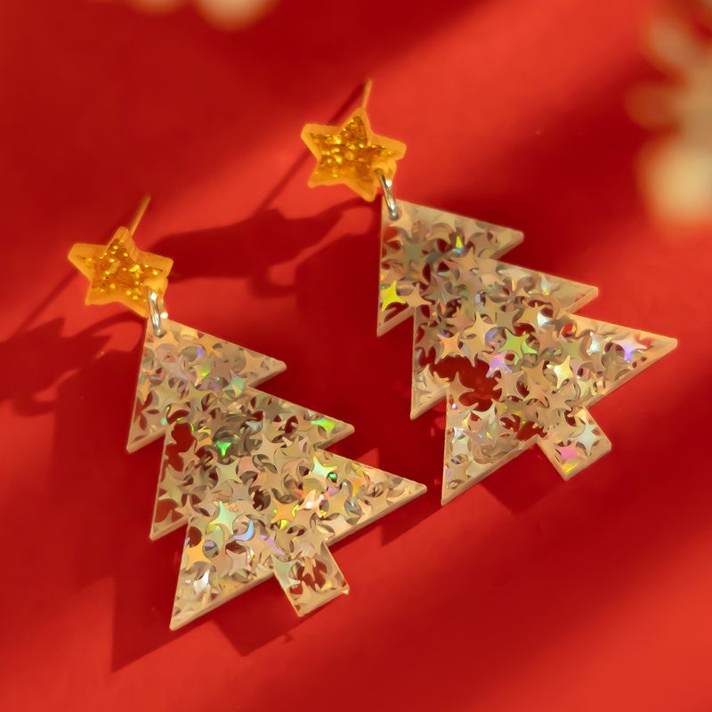 Orecchini di Natale con gioielli europei e americani Orecchini creativi in acrilico Orecchini colorati con temperamento di albero di Natale_voghion.com