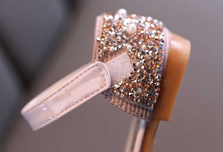 Neu Perle Strass Bogen Kleine Mittlere Kinder Tanz Schuhe Performance Schuhe Halb Sandalen_voghion.com