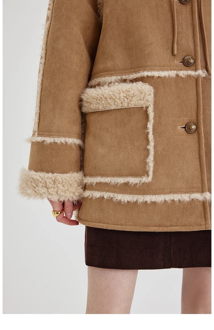 Damenbekleidung Winter Neue Pelzjacke mit Kapuze für Damen Retro Wildleder Warme und weiche kurze Jacke_voghion.com