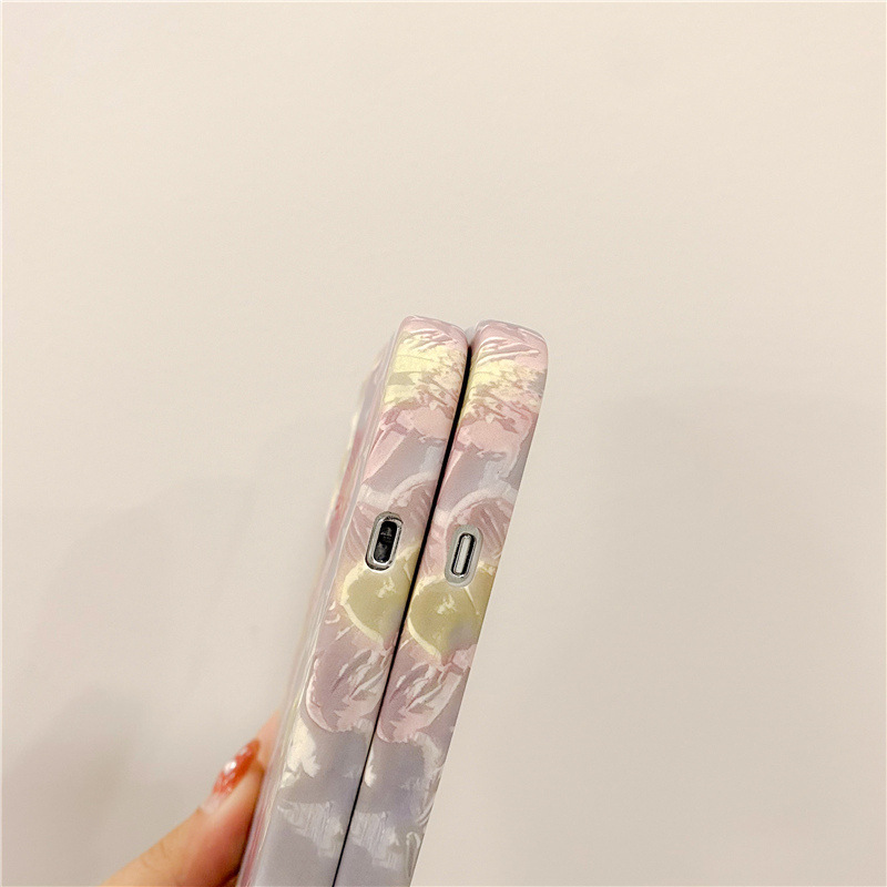 Ölgemälde rosa Blume passend für iPhone15pro max Apple 13 Handyhülle 12 xs/14 Liquid Skin Feel 11_voghion.com