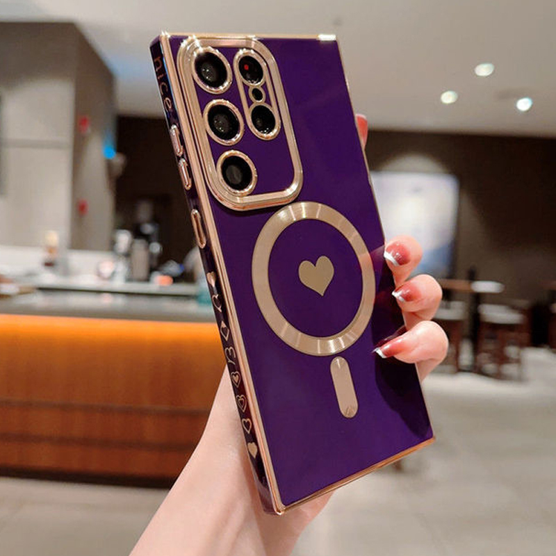 Luxus-Beschichtung Silikon für Magsafe Wireless Charge Hüllen für Samsung Galaxy S23 S22 S21 Ultra Plus magnetische quadratische Hüllen_voghion.com