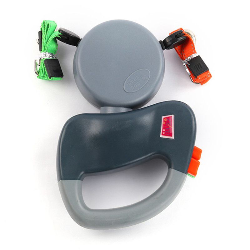 Guinzaglio da passeggio creativo per cani da esterno retrattile a doppia testa automatico One-to-Two Pet_voghion.com