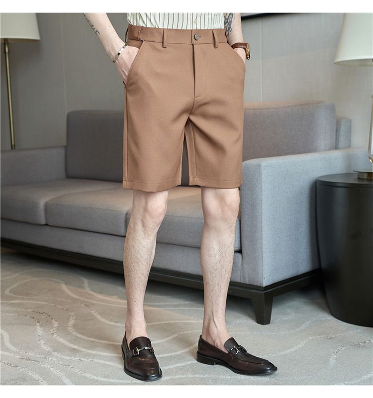 Pantaloncini casual da uomo elasticizzati - Pantaloni estivi leggeri con elastico in vita e vestibilità slim su misura (asciugatura rapida, antipiega)_voghion.com