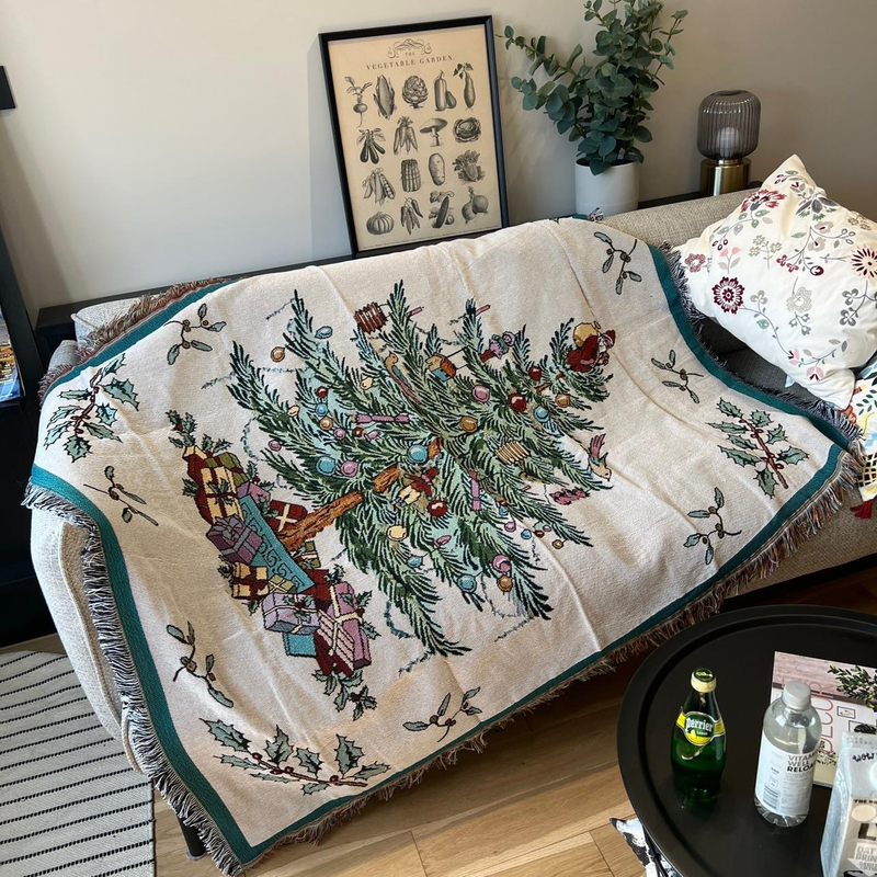 American Merry Christmas Christmas Tree Decorative Blanket Blanket_voghion.com
