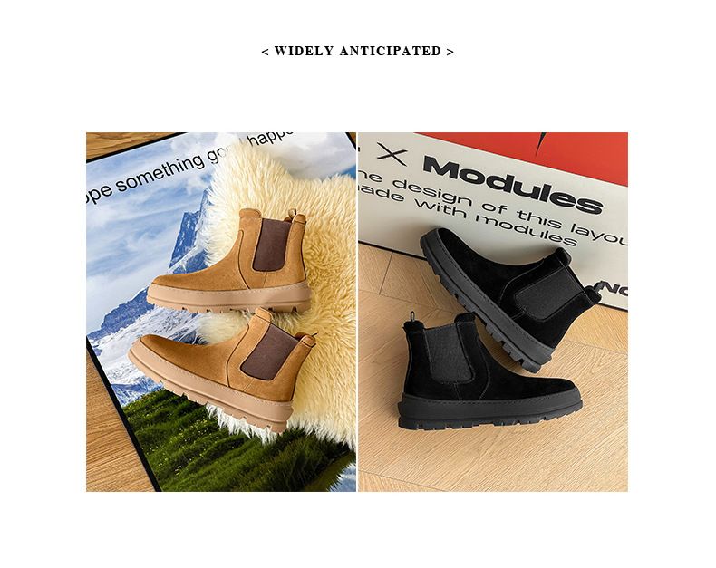 Couple Casual Chelsea Boots Thick-soled Height Increasing Tooling Boots Sleeve Martin Boots_voghion.com