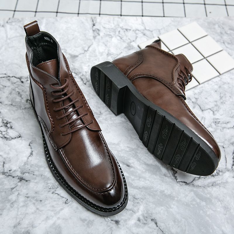 Stivali bassi da uomo TerraStride, casual, stile britannico, con punta a punta, allacciati, con suola spessa e allacciatura a punta_voghion.com