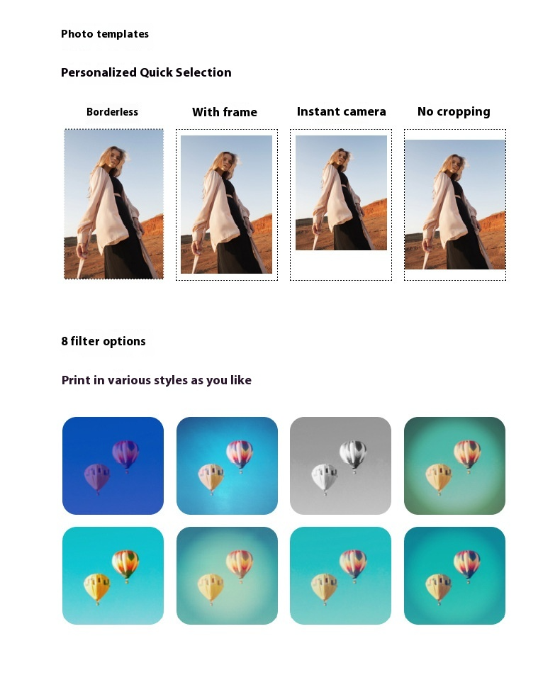 Mini impressora fotográfica, impressora fotográfica instantânea portátil sem fio Bluetooth de bolso, impressão sem tinta para smartphone, uso doméstico e viagens, ZINK Zero Ink_voghion.com