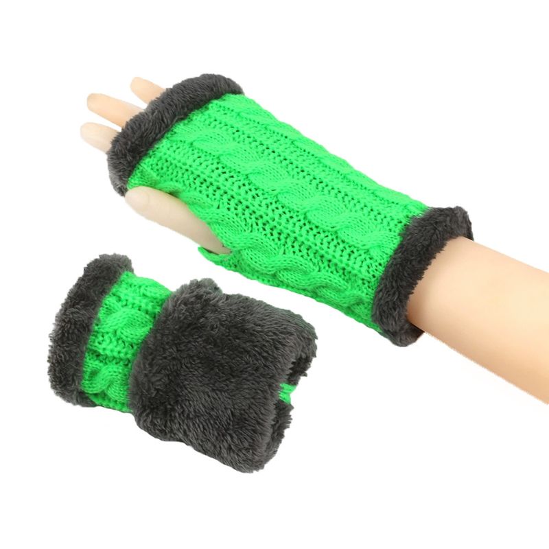 Unisex Fleecehandschuhe Gestrickte fingerlose Handschuhe mit Achterdrehung Kurze warme Manschette mit Fleecehandschuhen_voghion.com