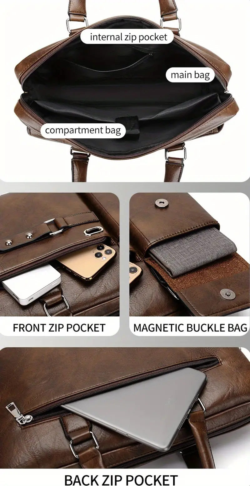 Sac à main d'affaires de luxe léger sac à bandoulière pour ordinateur de voyage d'affaires de grande capacité pour hommes sac à bandoulière en cuir imperméable pour hommes_voghion.com