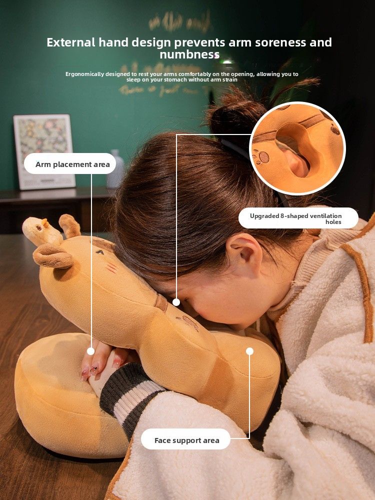Cuscino per dormire in seta ghiacciata per bambini, per studenti delle scuole elementari, Kapibara Office Nap Artifact_voghion.com