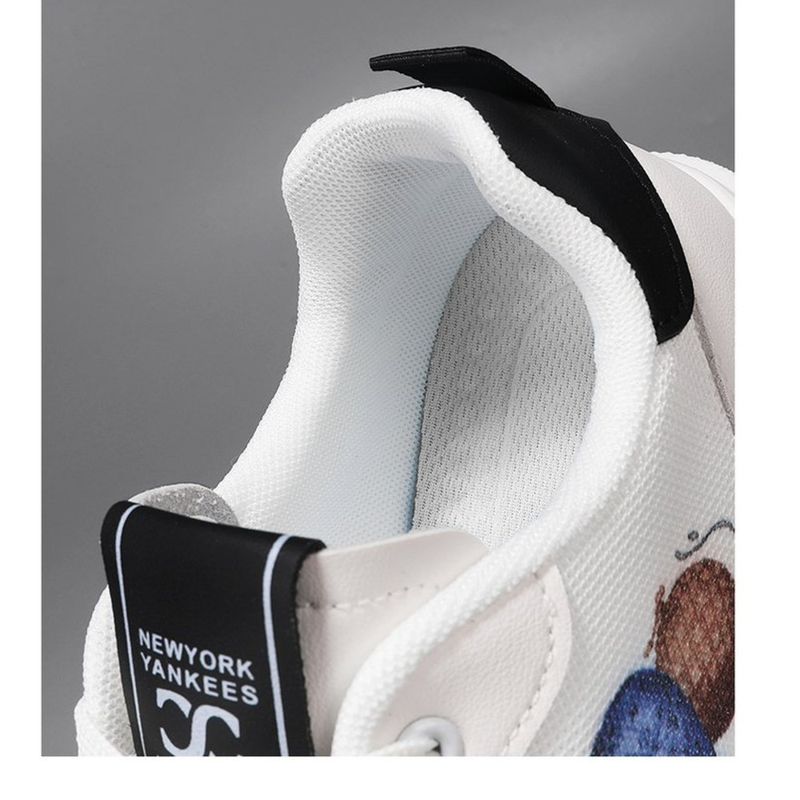 New white canvas printed pattern fashionable casual shoes_voghion.com