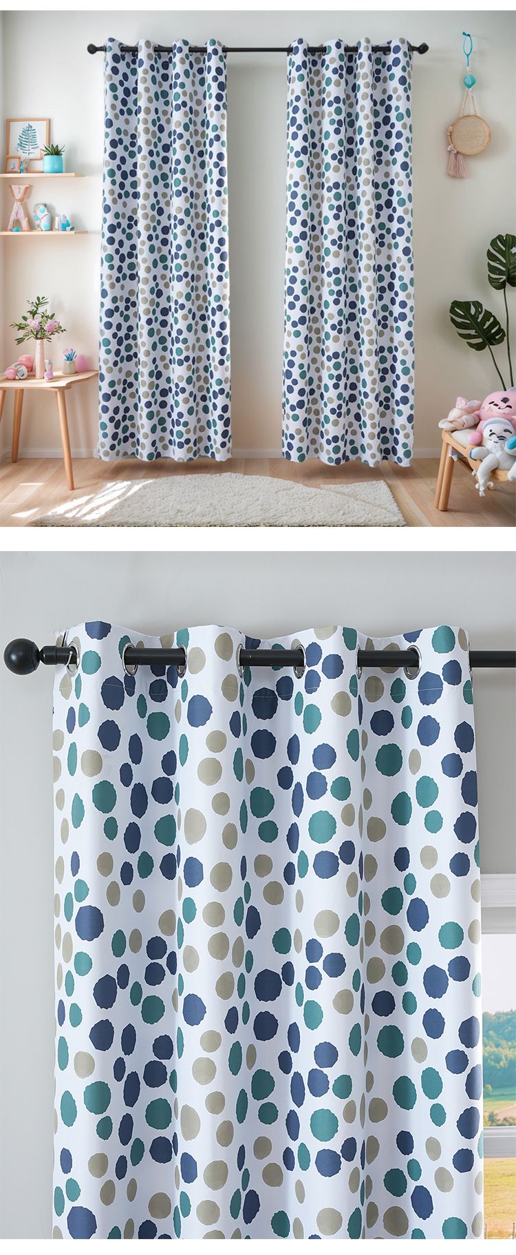 Nordic Minimalist Blackout Curtains – Stylish Printed Polyester Drapes (90-100% Light Blocking, Thermal Insulation, Eyelet Design)_voghion.com