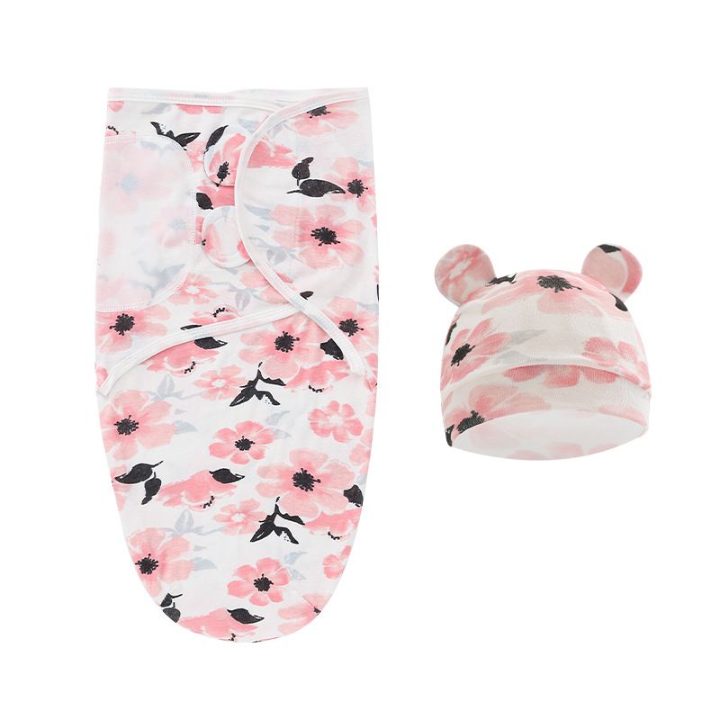 Saco de dormir de muselina para recién nacidos, conjunto de gorro, manta envolvente de algodón para bebé, saco de dormir ajustable para recién nacidos, ropa de dormir para bebés de 0 a 6 meses_voghion.com