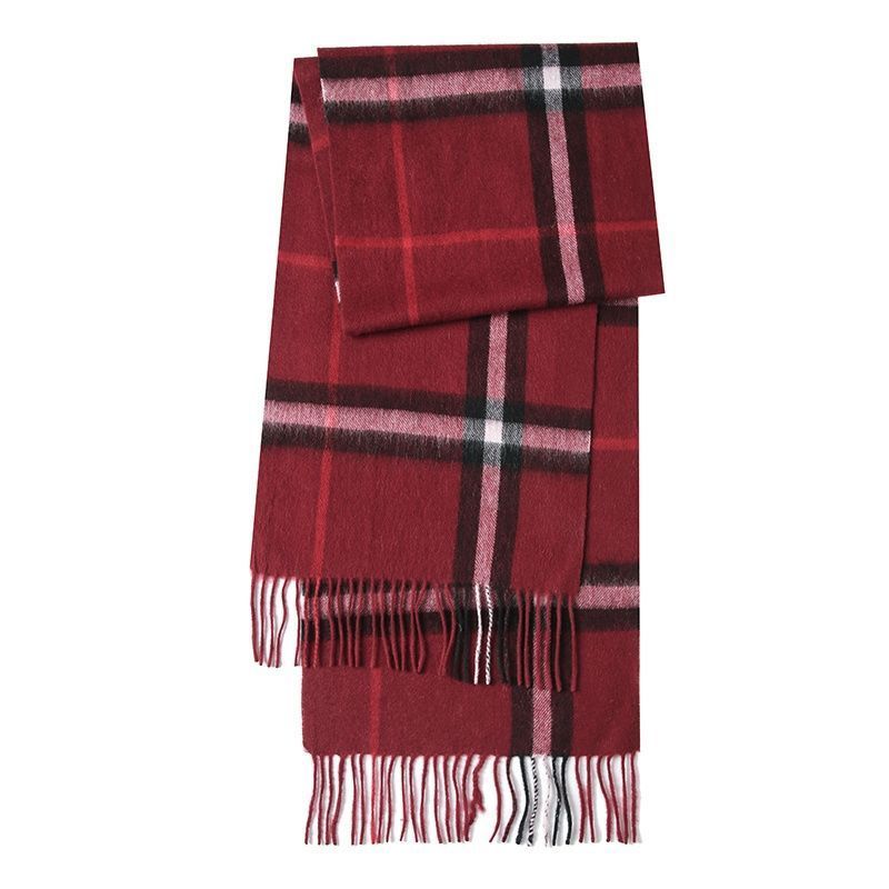 Autumn Winter New Plaid Unisex Versatile Classic Pure Wool British Couple Warm Thickened Shawl Scarf_voghion.com