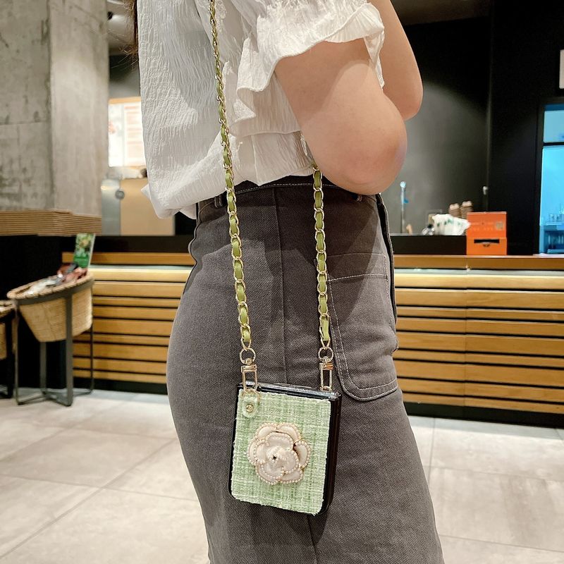 Dotyczy Huawei p50pocket składany ekran telefonu komórkowego etui Camellia styl tkana skórzana kieszeń S crossbody_voghion.com