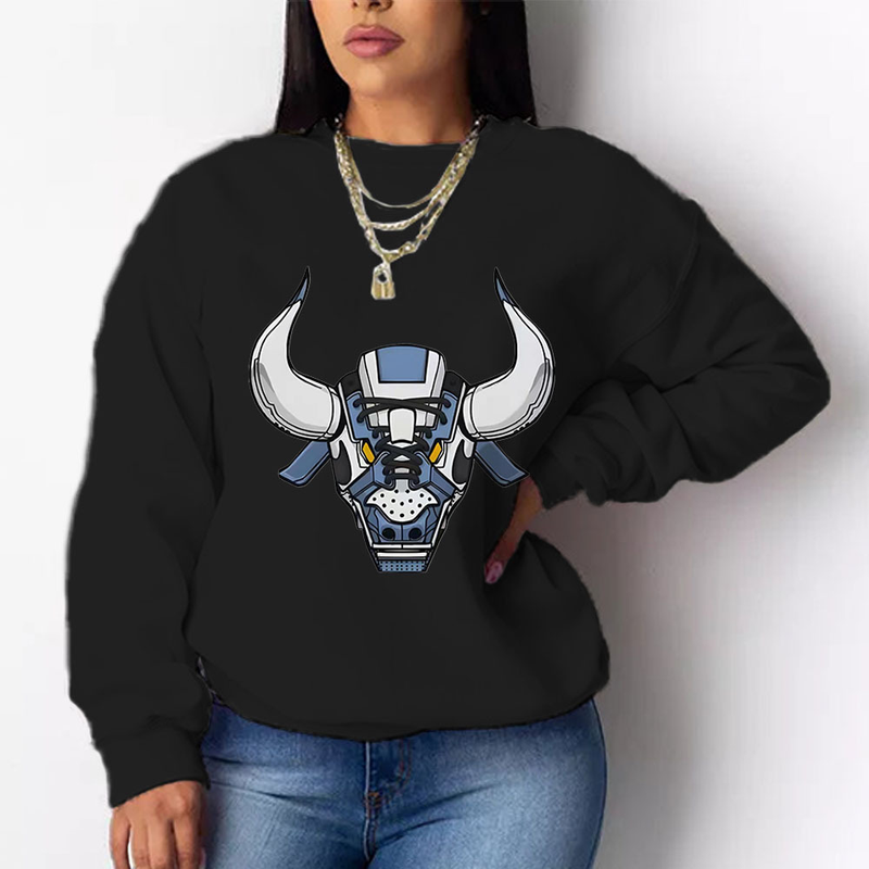 Women's clothing autumn and winter top women's printed capless casual loose all-match long-sleeved sweater_voghion.com