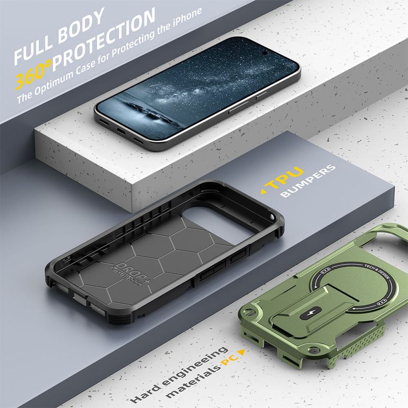 Armor Magnetic Stand Case For Google Pixel 10 9 10Pro 9Pro Wireless Charging Business Retro Hybrid Hard PC Cover_voghion.com