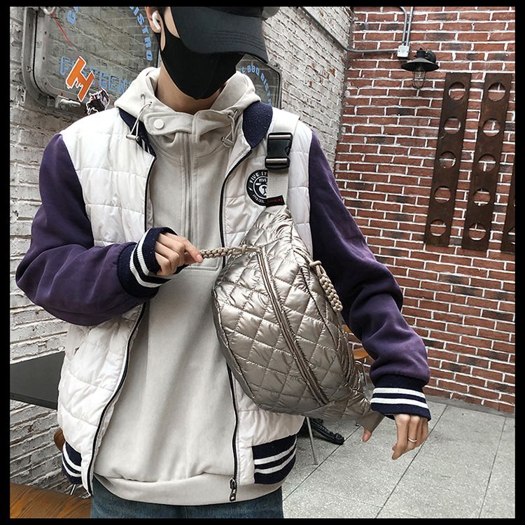 Winter New Women's Waist Bag Large Capacity Cotton Coat Crossbody Bag Fashion Waist Bag Diamond Embroidery Couple Chest Bag_voghion.com