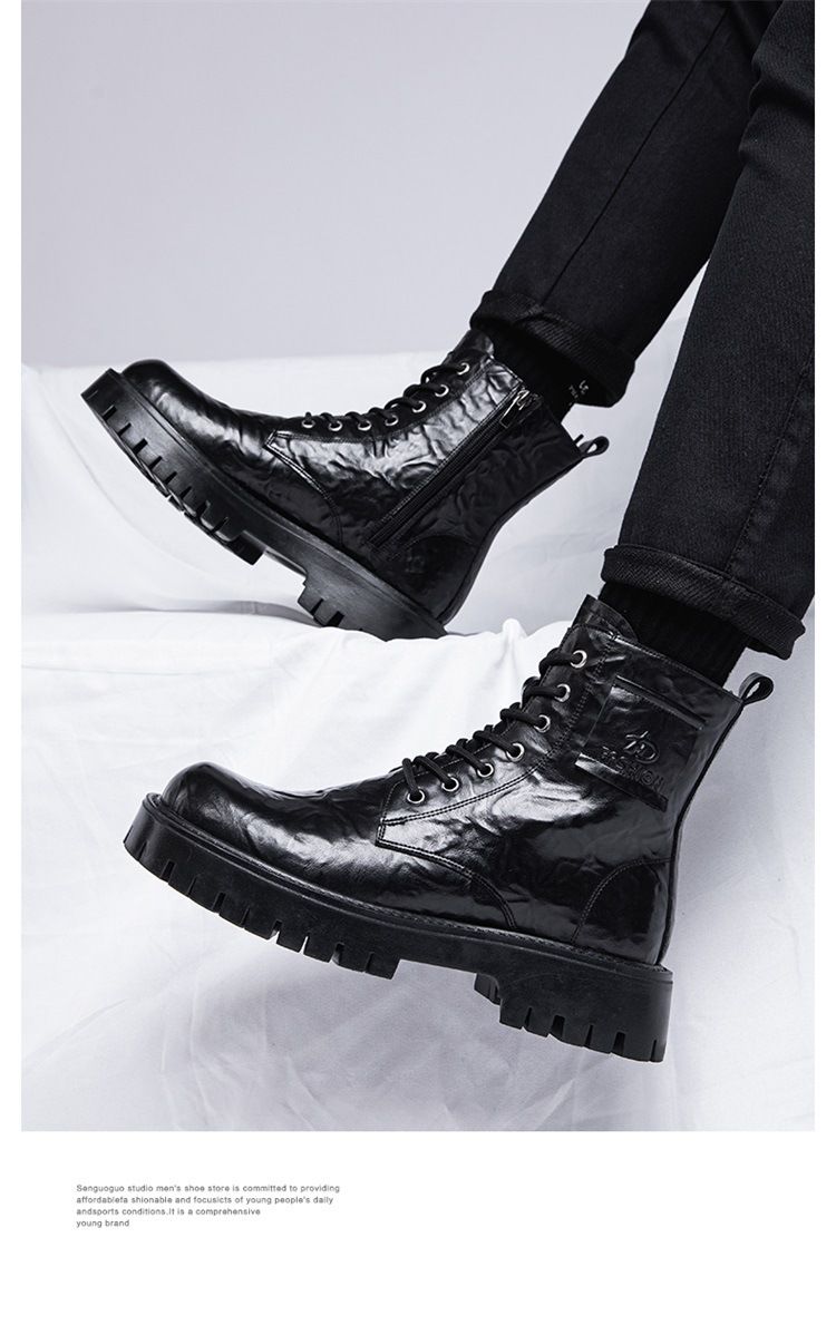 Men's Shoes 2025 Winter New Mid Length Workwear British Style Leather Boots Men's Plus Velvet Warm Cotton Boots_voghion.com