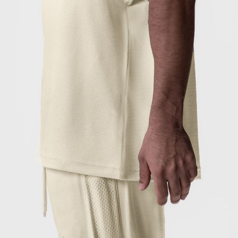 T-shirt de sport à manches courtes pour homme, style européen d'été, avec empiècement en maille gaufrée, séchage rapide, respirant et tendance._voghion.com