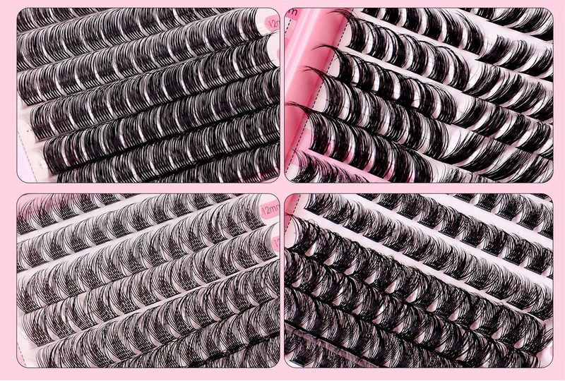 Nouveaux faux cils individuels mixtes 392, naturels, denses, à poser soi-même, segmentés, courbure C_voghion.com