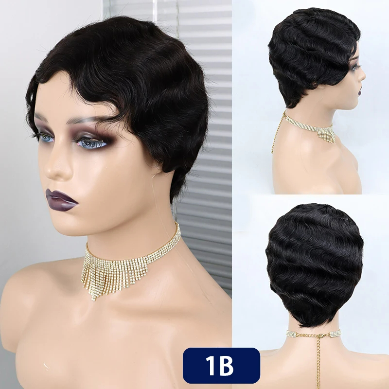 6-Zoll kurze, maschinell gefertigte Echthaarperücke, Perücke im Pixie-Schnitt, atmungsaktiv und nicht stickig, Rosennetz, geeignet für das tägliche Styling_voghion.com