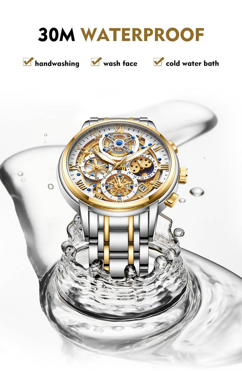 Chronograph Watch with Stopwatch Function,Monthly Calendar, Quick-Set Date,Traditional Analog Dial - Stylish Mens Fashion Business Leisure Wrist Watch_voghion.com