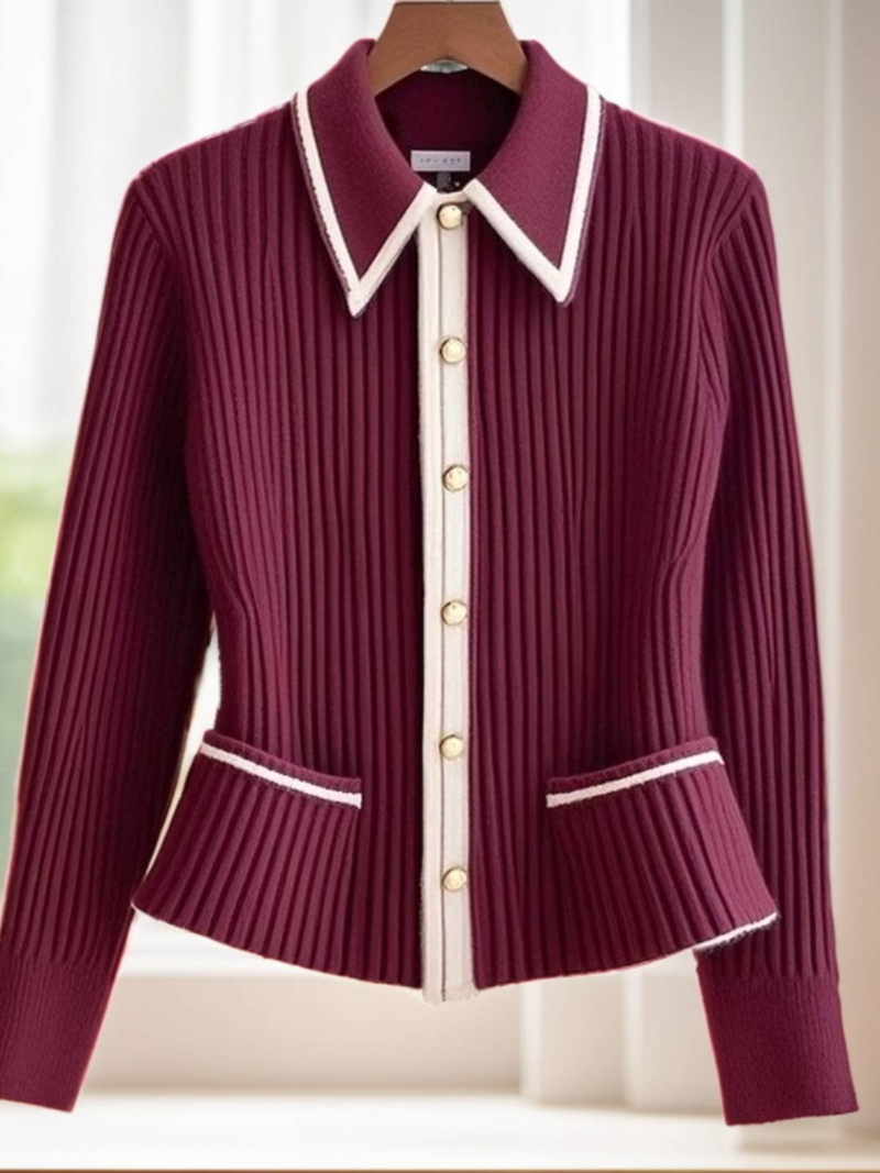 Leichter Luxus und einzigartiger Strickpullover mit V-Ausschnitt für Damen, neues, super aussehendes zweiteiliges Set aus Oberteil und Rock_voghion.com