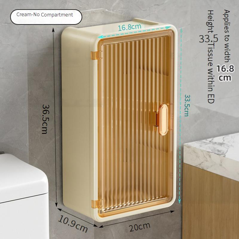 Wall Mounted No-Drill Tissue Box Holder Clear Bathroom Storage With Flip Lid Fits Standard Rolls Waterproof Space Saving Design_voghion.com