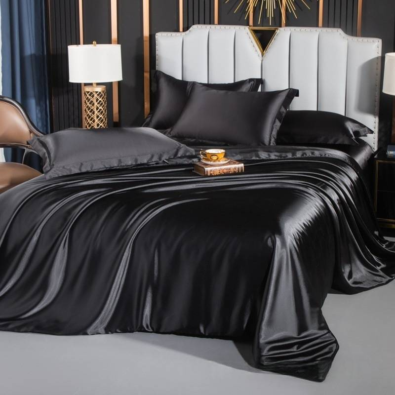 Silk Bedding Set - 4-Piece Satin Sheet Set With Pillowcases (Breathable, Hypoallergenic, Luxury Hotel Quality, Queen/King Size)_voghion.com
