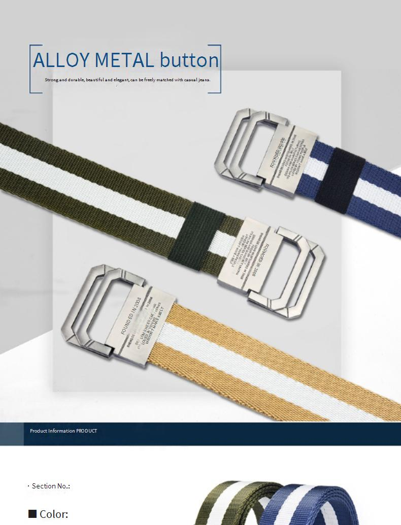 Men's & Women's Canvas Belt - Double Ring Alloy Buckle (Adjustable Unisex Design For Casual Workwear & Outdoor - Trendy & Durable)_voghion.com