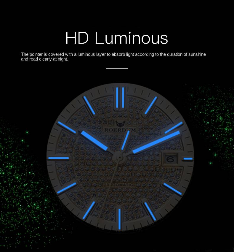 ROERDUM Golden Pixel Collection – Modische, leichte, luxuriöse mechanische Herrenuhr mit goldenem Zifferblatt_voghion.com