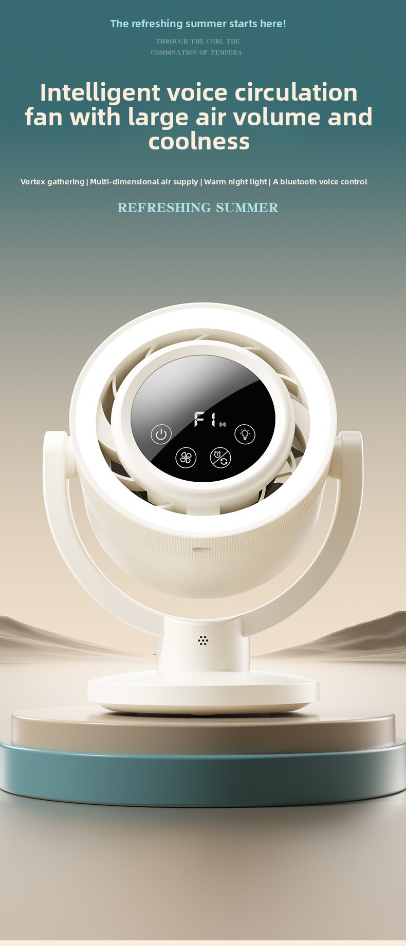 Smart Bluetooth Tower Fan With Voice Control - Dual Head Oscillating Fan For Home & Office (Remote Timer 3-Speed Quiet Cooling)_voghion.com