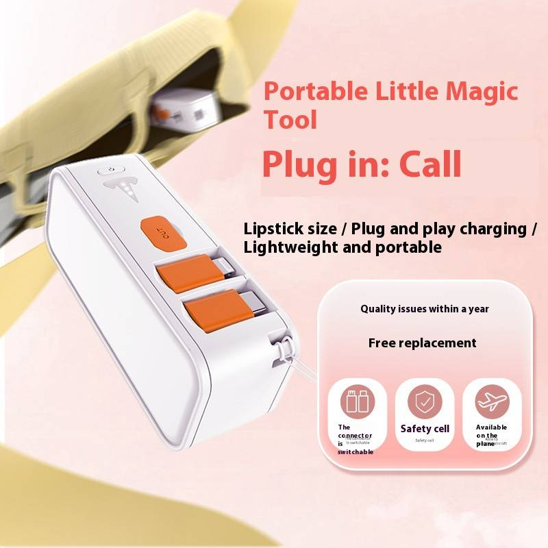 SEDALUO Mini Capsule Power Bank 5000mAh With Built-in Cable, Portable Fast Charging External Battery For IPhone & Android_voghion.com