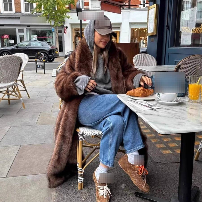 Cappotto di pelliccia sintetica di lusso da donna, lungo e morbido, in pelliccia di volpe, oversize, casual, invernale, con tasche, cappotto di pelliccia di volpe allungato casual da donna, ampio_voghion.com