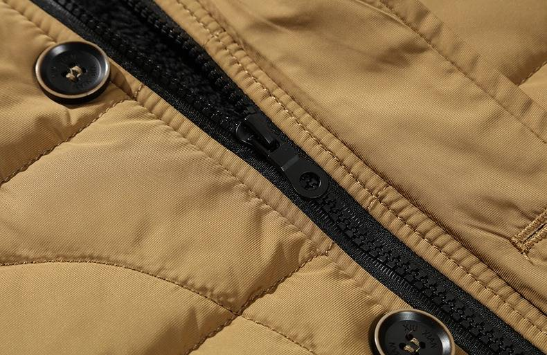 Men's Winter Hooded Padded Jacket - Slim Fit Nylon Shell With Polyester Lining Lightweight & Warm Casual Outerwear (Khaki/Red/Black/Navy)_voghion.com