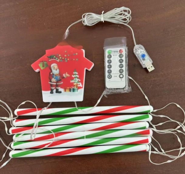 Escalera navideña con luces LED y control remoto: decoración navideña de 6 escalones de Papá Noel para interiores y exteriores._voghion.com
