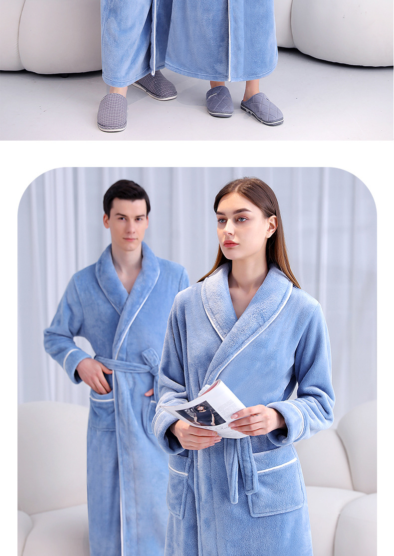 Unterwäsche & Nachtwäsche Herbst und Winter Extra langer und dicker Flanellmantel für Männer und Frauen, extra großer Bademantel aus Korallenvlies_voghion.com