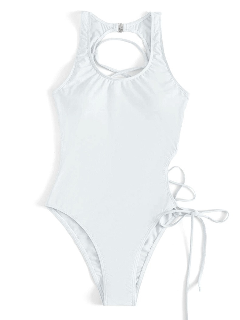 Maillot de bain une pièce sexy à bretelles creuses et dos nu pour femme_voghion.com