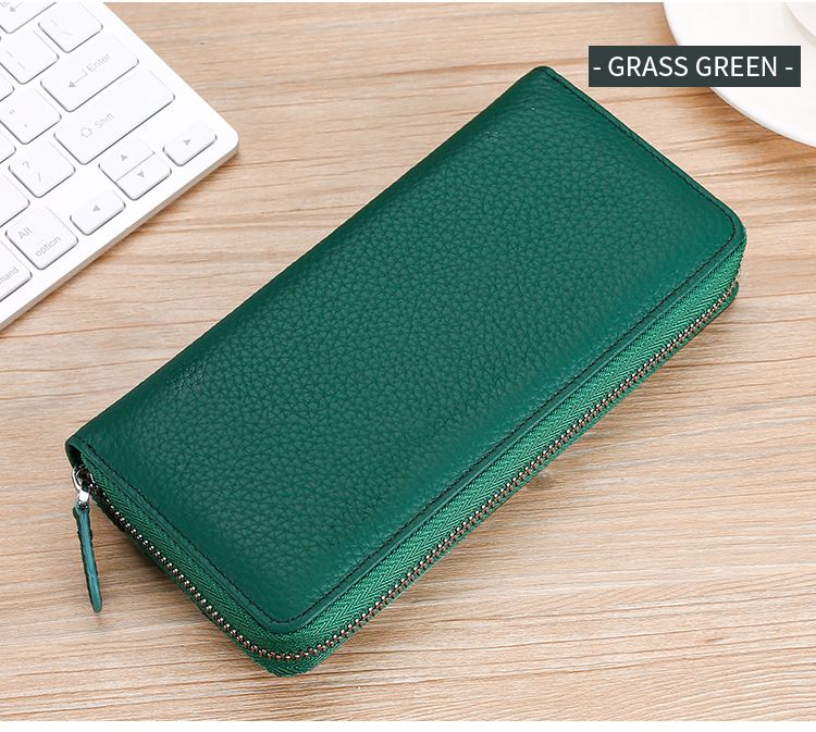 Multifunctional genuine leather wallet large capacity men and women handbags first layer cowhide mobile phone bag clutch bag retro coin purse_voghion.com
