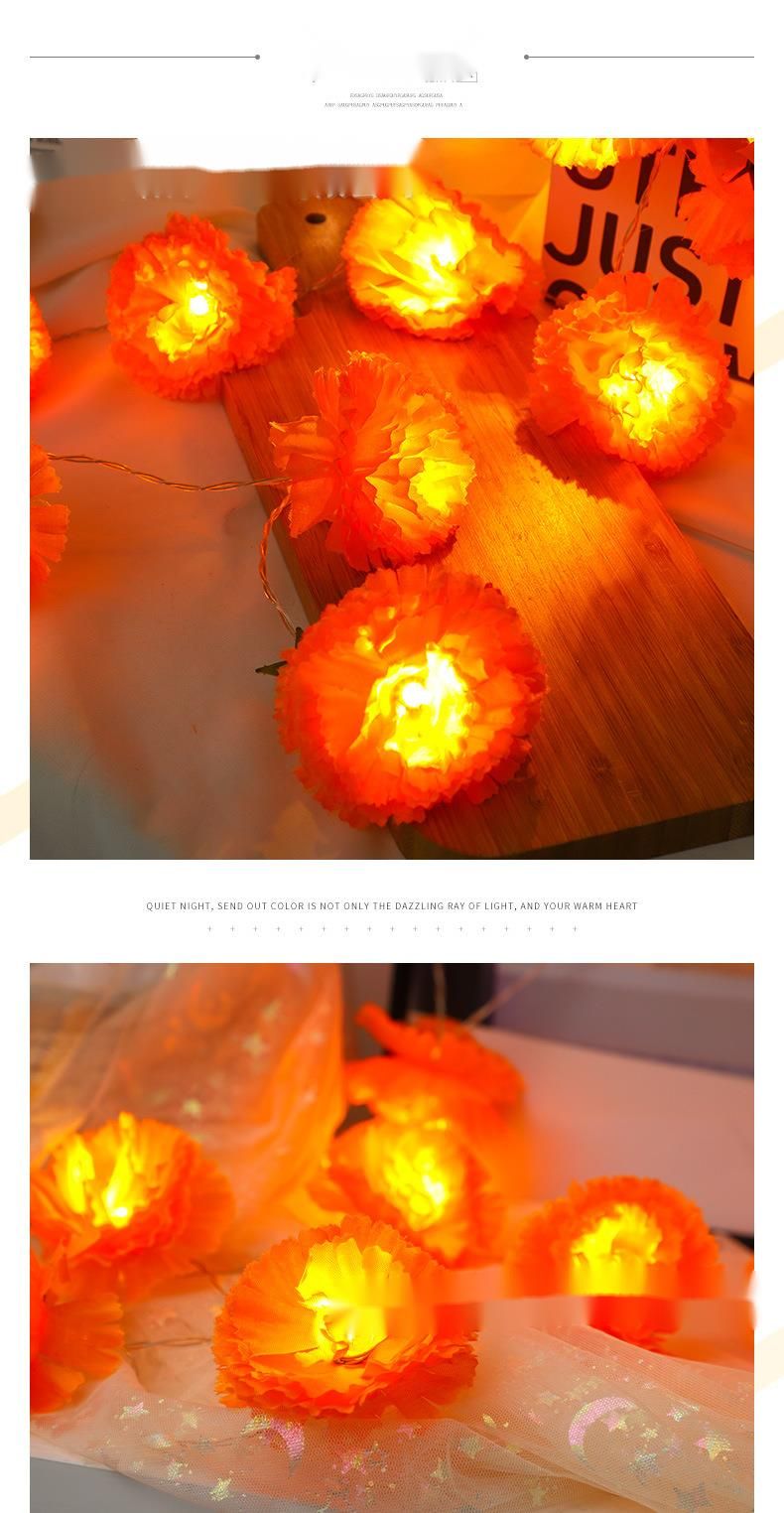 LED Dahlia Small Colorful String Flashing Starry Sky Christmas Halloween Solar Marigold Decorative Lights_voghion.com