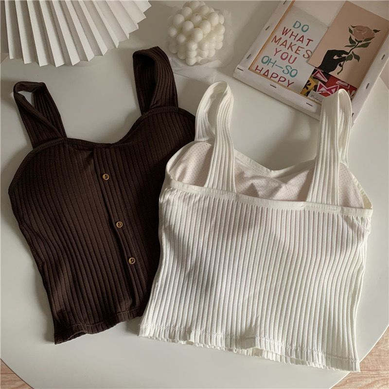 Damenbekleidung Schöner Rücken Kleine Sling Chic Weste Damen Herbst Süße Kühle Dünne Oberbekleidung Neuer Stil Mit Brustpolster Bottoming Top_voghion.com