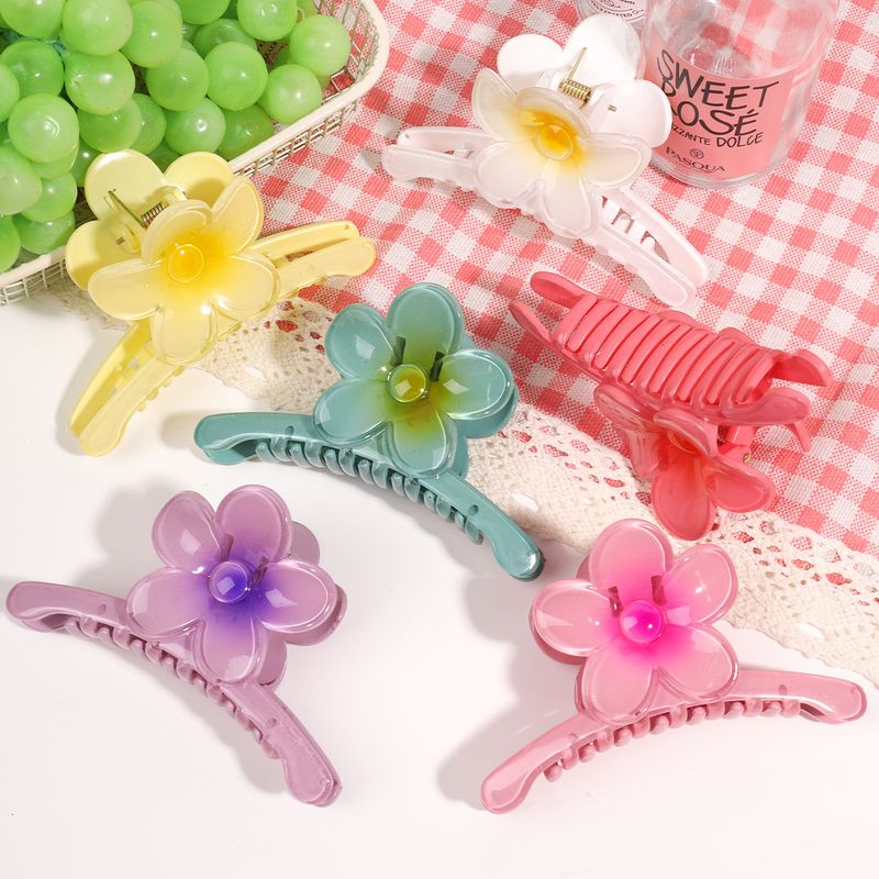 Fermaglio per capelli a forma di squalo con grande fiore a croce Plumeria Premium estivo - Accessorio per capelli con chignon posteriore_voghion.com